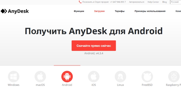 AnyDesk Web stranica