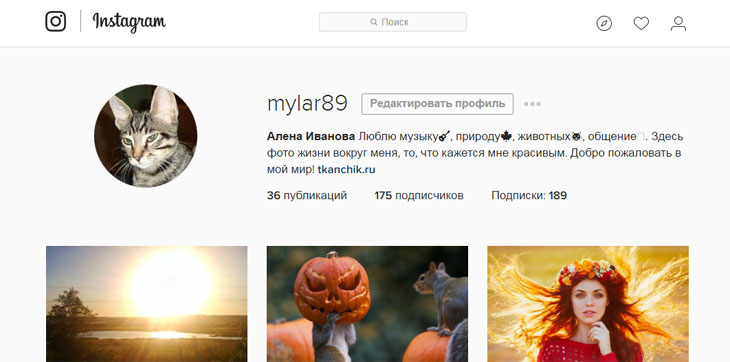 Profil na Instagramu s računala