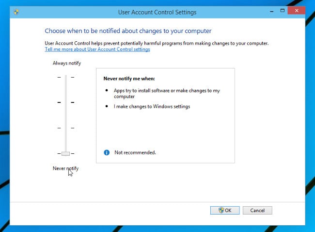 Promjena razine UAC-a u sustavu Windows 10